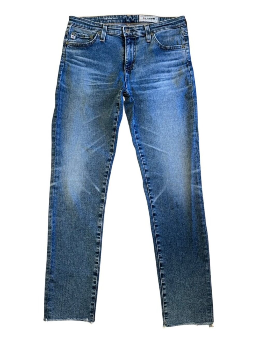 AG Women's The Prima Ankle Cigarette Jeans Size 28R Raw Hems Stretch Denim Crop